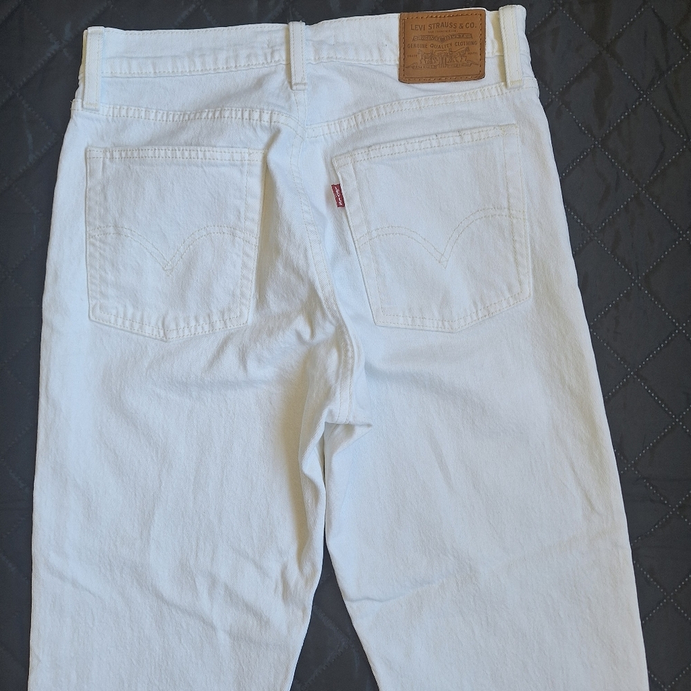 Levi's White Wedgie Straight High Rise Jeans W28 L26 Premium Line - Picture 6 of 10
